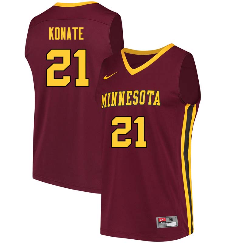 Men #21 Bakary Konate Minnesota Golden Gophers College Basketball Jerseys Sale-Maroon - Click Image to Close